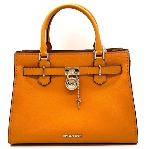 Michael Kors Medium Hamilton Leather Satchel Bag Cider (NWT - Picture 1 of 13